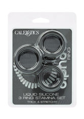 Alpha Liquid Silicone Cock Ring Endurance Set (3 Piece) - Black