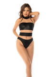 Halter Body Suit. Cut-Out Mesh Contrast