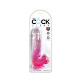 King Cock Clear Dildo with Balls 6in - Pink