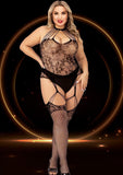SUSPENDER HOSE BODYSTOCKING BLACK