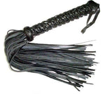 22" LONG BLACK LEATHER FLOGGER WITH BRAIDED HANDLE