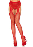 Leg Avenue Crystalized Fishnet Suspender Pantyhose - OS