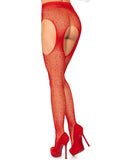 Leg Avenue Crystalized Fishnet Suspender Pantyhose - OS