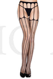 HEXAGON SHAPE STRIPED PANTYHOSE SUSPENDER - BLACK