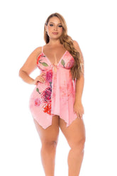 MAPALE BLUSHING PETAL BABYDOLL AND THONG