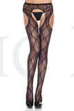 BOW LACE SUSPENDER PANTYHOSE