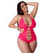 Magic Silk Get It Girl Halter Teddy with Snap Crotch Diva Pink