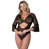 Magic Silk Black Cherry 3/4 Sleeve Playsuit Black