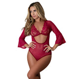 Magic Silk Black Cherry 3/4 Sleeve Playsuit Cherry