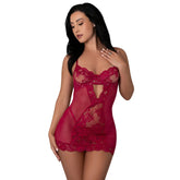 Magic Silk Black Cherry Demi Cup Chemise & Thong Set Cherry
