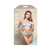 Fantasy Lingerie Opulence Pearl Strap Halter Bralette & Adjustable Pearl G-String Light Blue