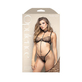 Fantasy Lingerie Opulence Underwire Bra & G-String with Removable Adjustable Pearl String Harness Black