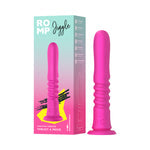 Romp Jiggle Rechargeable Silicone Thrusting Vibrating Dildo with Suction Cup - Pink