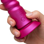 Romp Jiggle Rechargeable Silicone Thrusting Vibrating Dildo with Suction Cup - Pink