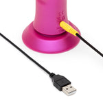 Romp Jiggle Rechargeable Silicone Thrusting Vibrating Dildo with Suction Cup - Pink