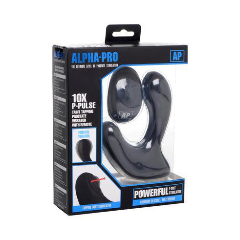 Alpha Pro 10X P-Pulse Taint Tapping Prostate Silicone Rechargeable Vibrator with Remote Control - Black