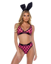 Playboy Flocked Bunny Bralette 2PC Set