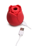 Bloomgasm Cyber Rose Sucking & Vibrating Digital Rechargeable Silicone Clitoral Stimulator - Red