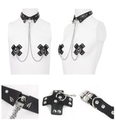 Black Collar Choker With Attached Pasties
