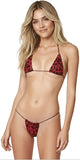 B632 - Red Zone Leopard String Thong & Bra Set