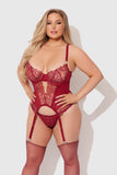 EDEN EMBROIDERED LACE BUSTIER & G-STRING SET