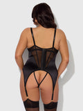 RAQUEL MESH & SILKY MICRO UNDERWIRE BUSTIER & BACKLESS TANGA SET