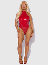 TRINITY PATENT LACE UP HALTER TEDDY