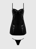 TRINITY PATENT CHEMISE & G-STRING SET