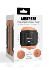 Mistress Vibrating Double Shot Rechargeable Masturbator - Pussy & Ass - Vanilla/Black