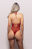 VIXEN Just Kissed Plunge Halter Teddy