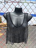 CROPPED TANK TOP WITH FLAT BACK RHINESTONES - OS
