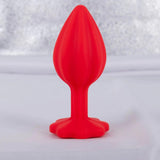LEMON SQUEEZER SHAPED RED COLOR SILICONE ANAL PLUG WITH JEWEL