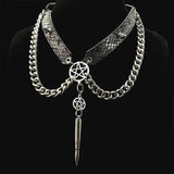 EXOTIC BLACK LIZARD PRINT GOTHIC COLLAR WITH BULLET