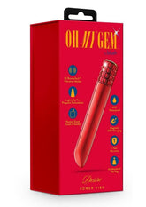 Oh My Gem Desire Rechargeable Bullet Vibrator - Ruby