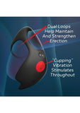 Red Dot Silicone Rechargeable Vibrating Cock Ring with Remote Control V3 - Black/Red