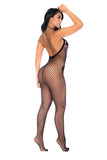 Halter and Crotchless Floral Body Stocking