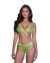Roma Think Sparkle Rhinestone Bralette 2PC Set - Neon Green