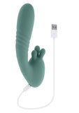 Thrust into Ecstasy Rechargeable Silicone Dual Vibrator - Green