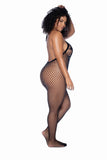 Halter and Crotchless Floral Body Stocking