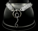 EXOTIC BLACK LIZARD PRINT COLLAR WITH KUNDALINI SNAKE CHARM