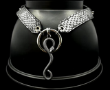 EXOTIC BLACK LIZARD PRINT COLLAR WITH KUNDALINI SNAKE CHARM