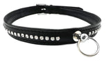 1 Row Mini Rhinestone Collar in Black Leather