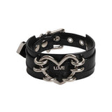 BLACK BONDAGE COLLAR WITH CHROME HEART