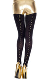 Spandex Opaque Pantyhose with Studs Backseam OS