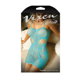 Fantasy Lingerie Vixen Euphoria Striped Net Dress Blue L/XL (DISCONTINUED)