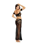 Dreamgirl Seamless Fishnet Bralette & Maxi Skirt Set - BOXED