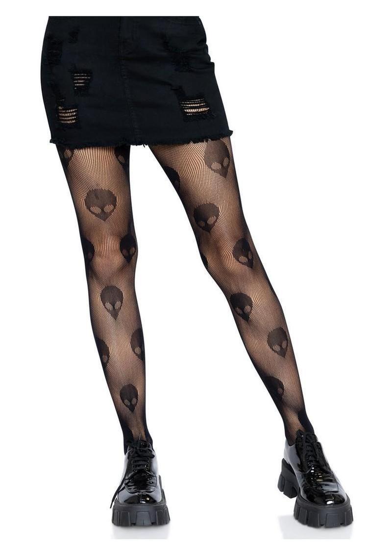 Leg Avenue Alien Net Tights - Black - O/S