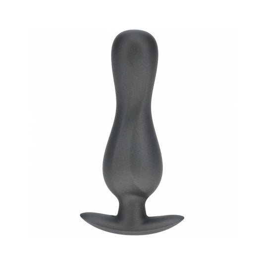 Ouch! Smooth Silicone Curvy Anal Plug 4.6 in. Gun Metal