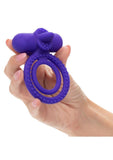 Silicone Rechargeable Dual Climaxer Cock Ring - Purple