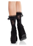 Leg Avenue Floral Lace Ruffle Top Anklets - Black - O/S